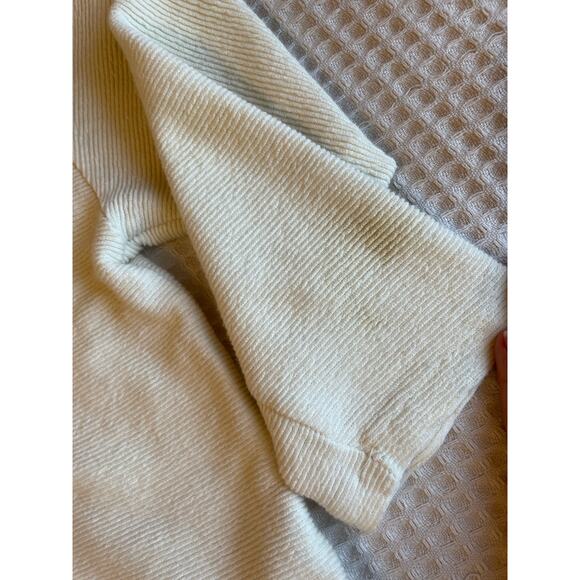 Texture & Thread Madewell Cream Ribbed V Neck Long Sleeve Tie Front Cotton Top M - Picture 9 of 10